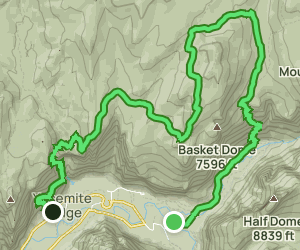 Snow Creek Trail to Yosemite Falls Trail via North Dome [CLOSED] | Map ...